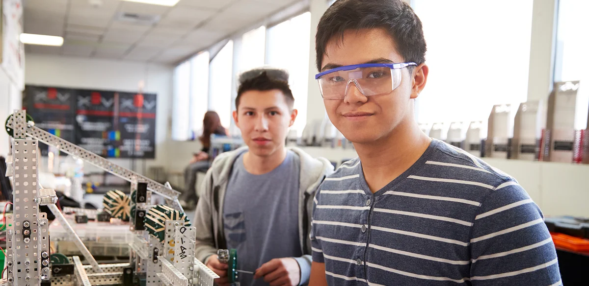 Student wearing goggles
